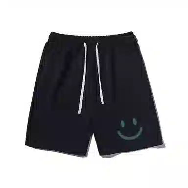乱步 美式简约笑脸印花设计百搭宽松阔腿舒适运动基础休闲短裤 男女同款