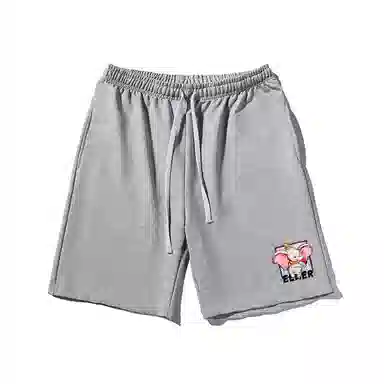 乱步 美式卡通简约小象印花设计百搭宽松阔腿舒适运动基础休闲短裤 男女同款