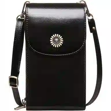 歌若拉 简约多隔层 牛皮 斜挎手机包 迷你 女款 酒红色/棕色/柠檬黄/孔雀蓝/黑色