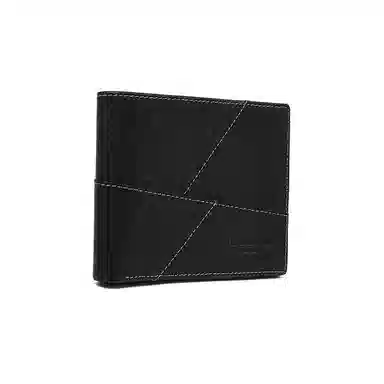 老人头 复古经典时尚简约潮流多卡位折叠短款票夹 头层牛皮 钱包 常规 男款 黑色