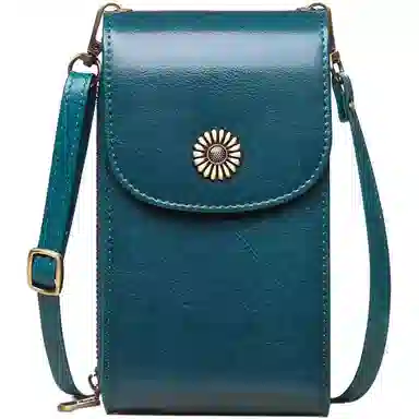 歌若拉 简约多隔层 牛皮 斜挎手机包 迷你 女款 酒红色/棕色/柠檬黄/孔雀蓝/黑色