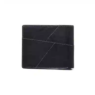 老人头 复古经典时尚简约潮流多卡位折叠短款票夹 头层牛皮 钱包 常规 男款 黑色