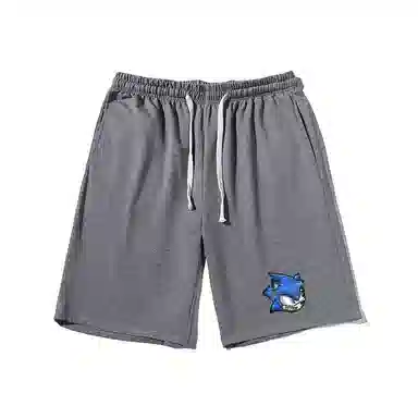 乱步 动漫简约蓝猫印花设计百搭宽松阔腿舒适运动基础休闲短裤 男女同款