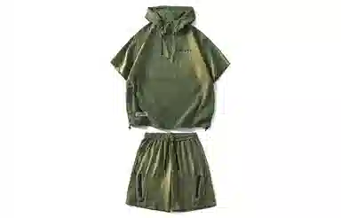 王者荣耀 鲁班七号星空梦想款 泡泡纱格子工装机能风半拉链美式连帽高街多口袋宽松落肩舒适户外通勤百搭五分短裤休闲运动套装 男女同款