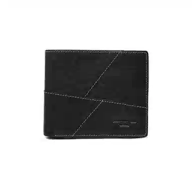 老人头 复古经典时尚简约潮流多卡位折叠短款票夹 头层牛皮 钱包 常规 男款 黑色