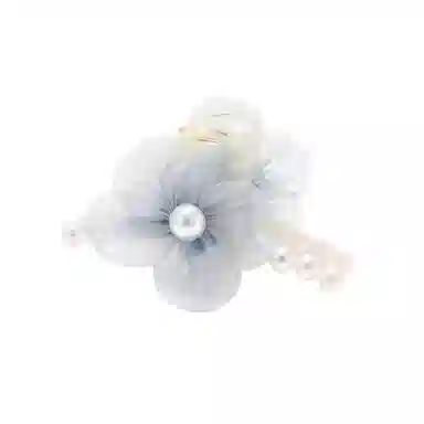 如花梦 欧根纱花朵珍珠女高端发卡后脑勺发抓夹 亚克力 发夹 女款