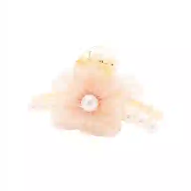 如花梦 欧根纱花朵珍珠女高端发卡后脑勺发抓夹 亚克力 发夹 女款
