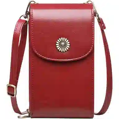 歌若拉 简约多隔层 牛皮 斜挎手机包 迷你 女款 酒红色/棕色/柠檬黄/孔雀蓝/黑色