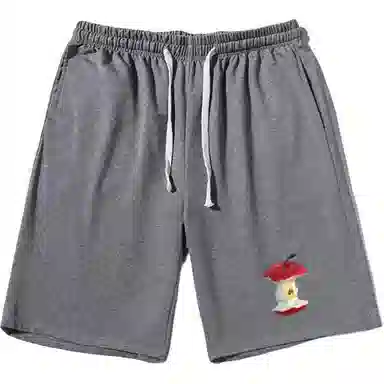 乱步 潮牌简约苹果印花设计百搭宽松阔腿舒适运动基础休闲短裤 男女同款