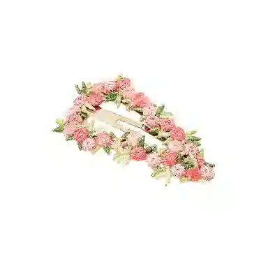 如花梦 粉色爱心花朵高级感后脑勺盘发鲨鱼 亚克力 发夹 女款