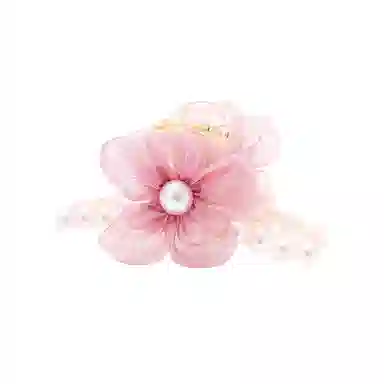 如花梦 欧根纱花朵珍珠女高端发卡后脑勺发抓夹 亚克力 发夹 女款