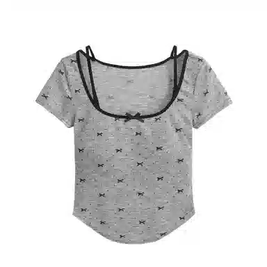YGPRW U-Neck Butterfly Bow Tee