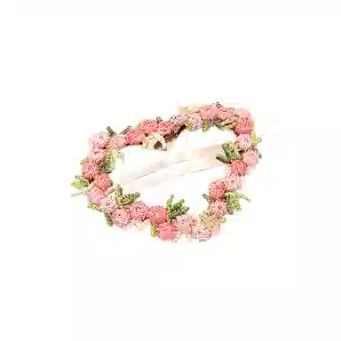 如花梦 粉色爱心花朵高级感后脑勺盘发鲨鱼 亚克力 发夹 女款