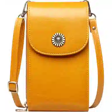 歌若拉 简约多隔层 牛皮 斜挎手机包 迷你 女款 酒红色/棕色/柠檬黄/孔雀蓝/黑色