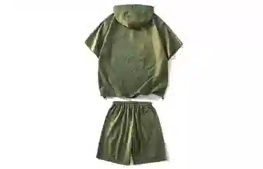 王者荣耀 鲁班七号星空梦想款 泡泡纱格子工装机能风半拉链美式连帽高街多口袋宽松落肩舒适户外通勤百搭五分短裤休闲运动套装 男女同款