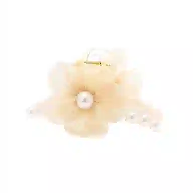 如花梦 欧根纱花朵珍珠女高端发卡后脑勺发抓夹 亚克力 发夹 女款