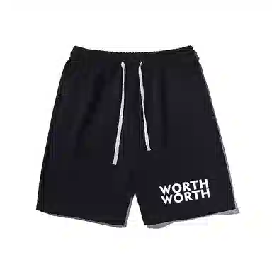 乱步 艺术街头宽松英文印花潮牌百搭运动透气五分裤休闲短裤 男女同款