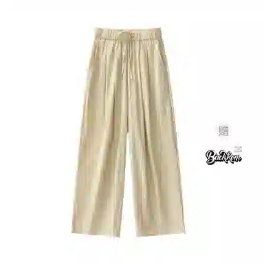 大卫贝肯 美式复古褶皱冰丝薄款肌理感山本裤潮流宽松简约百搭松弛慵懒垂坠感舒适亲肤凉爽透气阔腿休闲裤 男女同款