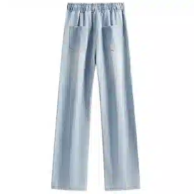 加菲猫家族 美式简约水洗做旧复古宽松舒适直筒垂感系带印花设计废土风时尚高街百搭透气中腰高级感牛仔裤 男女同款