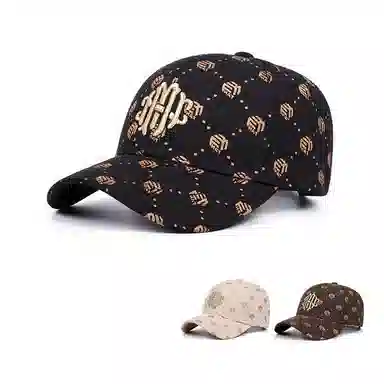 艾佳微 韩式金丝立体刺绣夏季透气显脸小运动遮阳防晒时尚 棉 鸭舌帽 男女同款情侣款