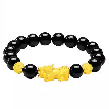 【足银貔貅】 熊银匠 吉祥瑞兽 暴富吸金 招财好运 聚财纳福 新中式国潮金钱珠铜钱转运珠 男朋友 父亲 黑曜石 纯银手串 男女同款情侣款