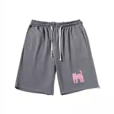 乱步 简约设计美式豹印花透气凉感夏日宽松运动风青少年学生五分裤休闲短裤 男女同款