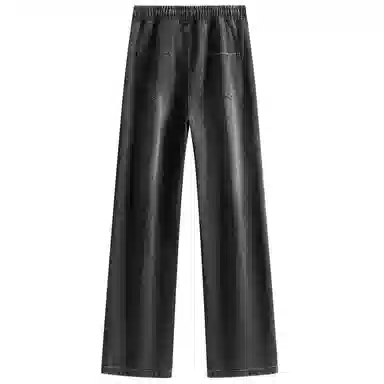 加菲猫家族 美式简约水洗做旧复古宽松舒适直筒垂感系带印花设计废土风时尚高街百搭透气中腰高级感牛仔裤 男女同款