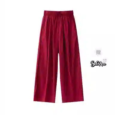 大卫贝肯 美式复古褶皱冰丝薄款肌理感山本裤潮流宽松简约百搭松弛慵懒垂坠感舒适亲肤凉爽透气阔腿休闲裤 男女同款