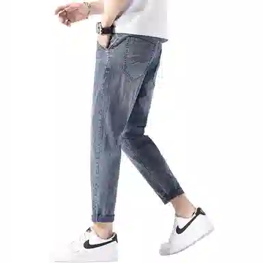 羽浅 夏季薄款潮牌百搭九分直筒牛仔裤 男款