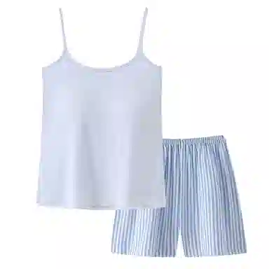 顶瓜瓜 带胸垫性感无袖吊带套头可爱甜美纯色韩版家居服睡衣套装 女款