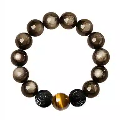 【聚财貔貅】 熊银匠 吉祥瑞兽 招财好运 平安纳福 财运亨通 新中式国潮虎眼石转运珠 金 黑曜石 手串 男女同款情侣款