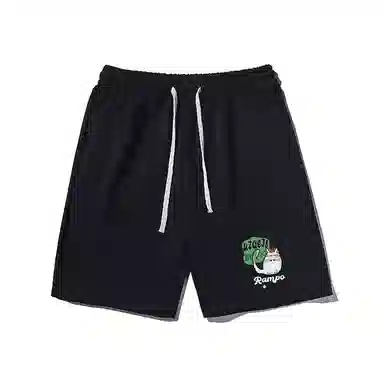 乱步 简约设计小众猫印花透气凉感宽松运动风五分裤休闲短裤 男女同款