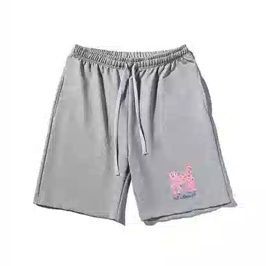 乱步 简约设计美式豹印花透气凉感夏日宽松运动风青少年学生五分裤休闲短裤 男女同款