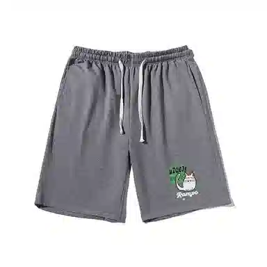 乱步 简约设计小众猫印花透气凉感宽松运动风五分裤休闲短裤 男女同款