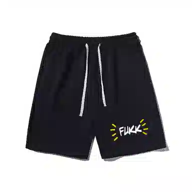 乱步 宽松字母印花潮牌百搭运动透气青少年学生五分裤休闲短裤 男女同款
