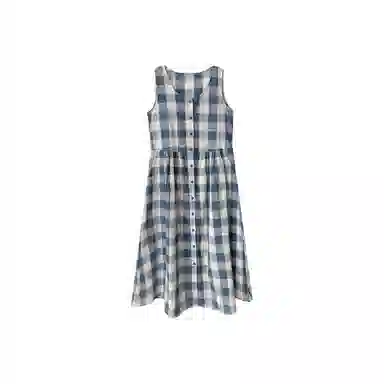 沐晓欣 宽松复古气质无袖连衣裙 女款