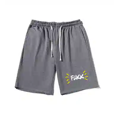 乱步 宽松字母印花潮牌百搭运动透气青少年学生五分裤休闲短裤 男女同款