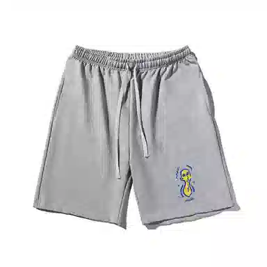 乱步 美式极简印花宽松运动风五分裤休闲短裤 男女同款