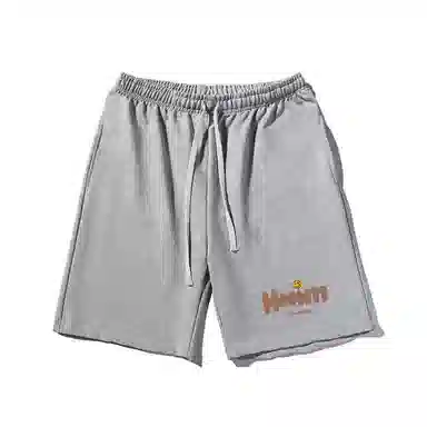 乱步 简约趣味英文设计美式印花透气凉感宽松运动风五分休闲短裤 男女同款