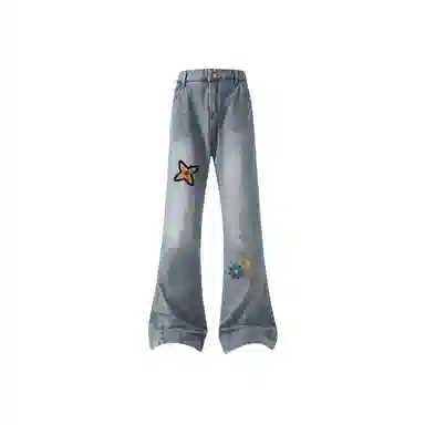 AMBER LIGHT Retro Petal Print Jeans