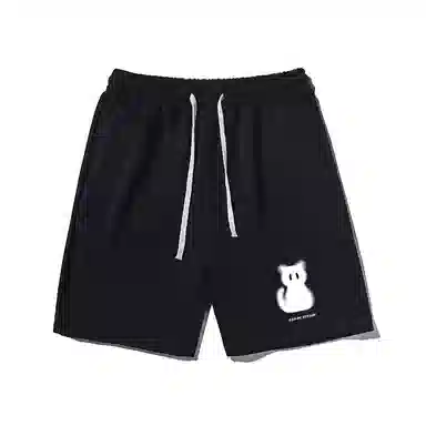 乱步 趣味设计猫印花透气凉感夏日宽松运动风青少年学生五分裤休闲短裤 男女同款