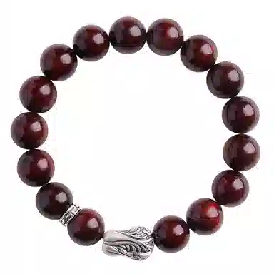 木盛缘 【白菜百财   财源滚滚来】高油高密木饰佛珠念珠足银百财白菜文玩 紫檀属 手串 男女同款情侣款