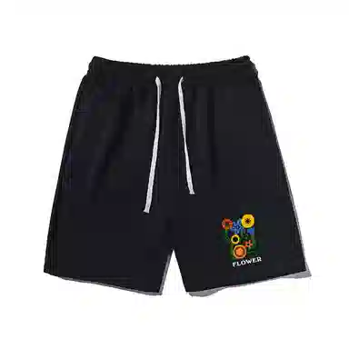 乱步 夏日简约设计复古印花透气凉感夏日宽松青少年学生五分裤休闲短裤 男女同款