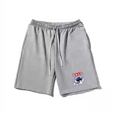 乱步 抽绳款式運気上昇文字与图案印花潮流运动风五分休闲短裤 男女同款