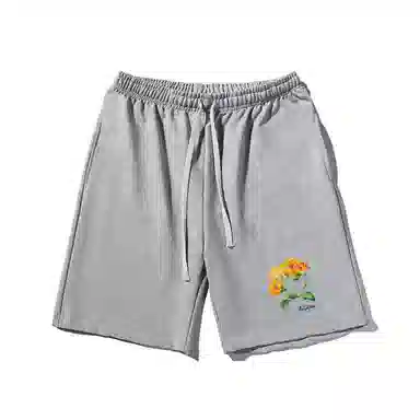 乱步 简约美式印花宽松运动风五分裤休闲短裤 男女同款