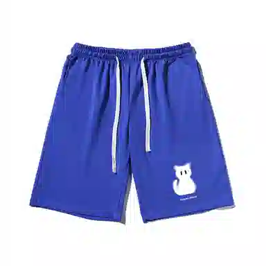 乱步 趣味设计猫印花透气凉感夏日宽松运动风青少年学生五分裤休闲短裤 男女同款