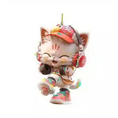 【向往自由的心】 零界 音乐奶拽小猫汽车包包 亚克力 挂件 男女同款情侣款