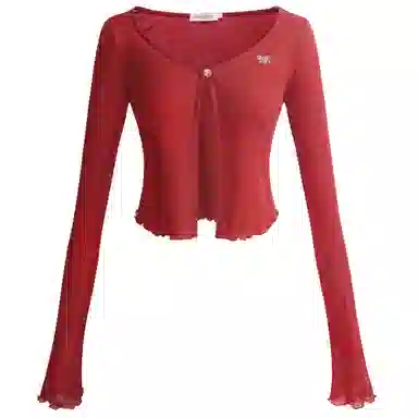 UNIFREE Lace Patchwork Knit Top