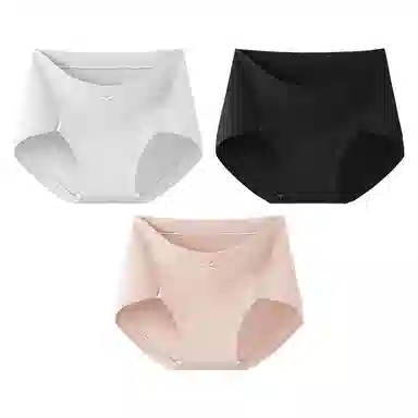 二三二三 纯色轻薄透气不卡档不夹臀无痕舒适亲肤柔软吸湿排汗三角裤防夹臀设计不卷边复古简约时尚百搭内裤 女款 组合装