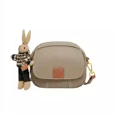 纳兰杜 女包百搭高级感简约潮流小众实用通勤包包 牛皮拼合成革 小圆包斜挎包单肩包 小号 女款 米白拼杏/子夜黑拼棕/大象灰拼棕